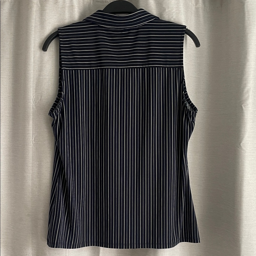 Tommy Hilfiger Navy and White Striped Button Down Shirt - Picture 6 of 6